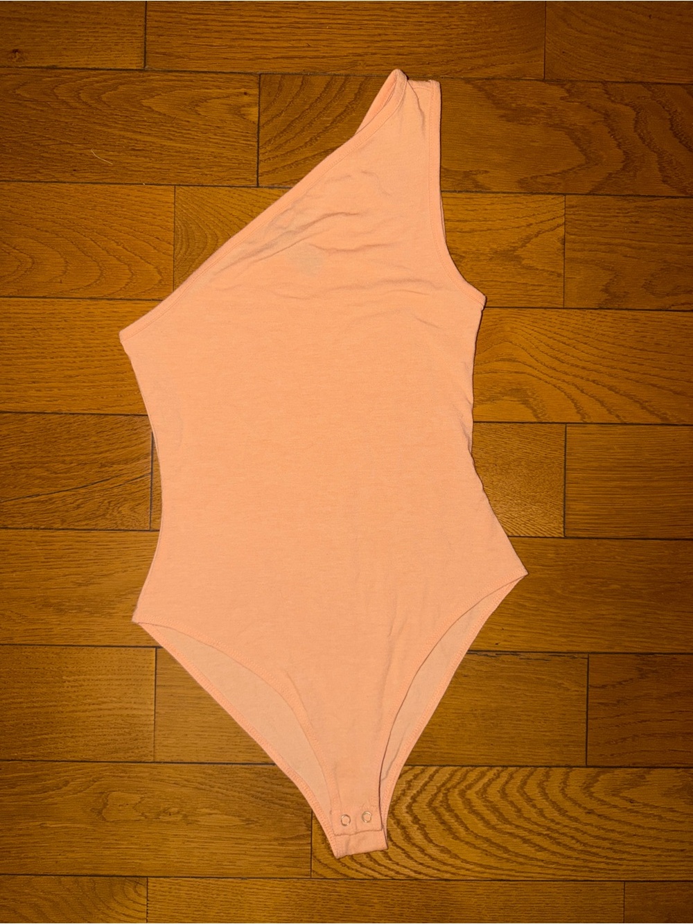 Asymmetric Bodysuit in Light Peach